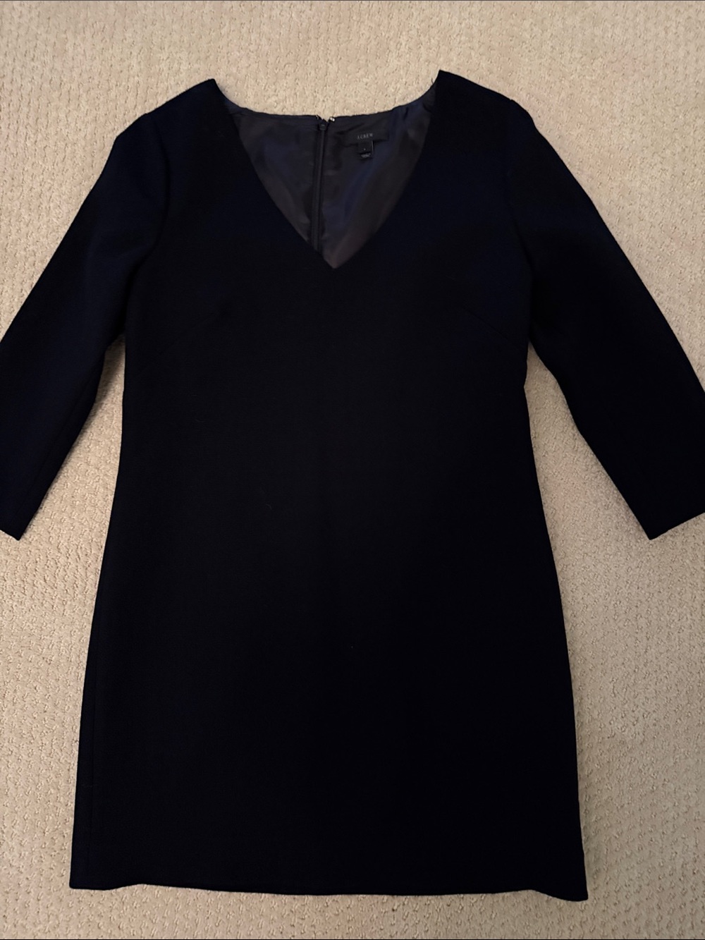 Classic Navy V-Neck Sheath Work  Dress